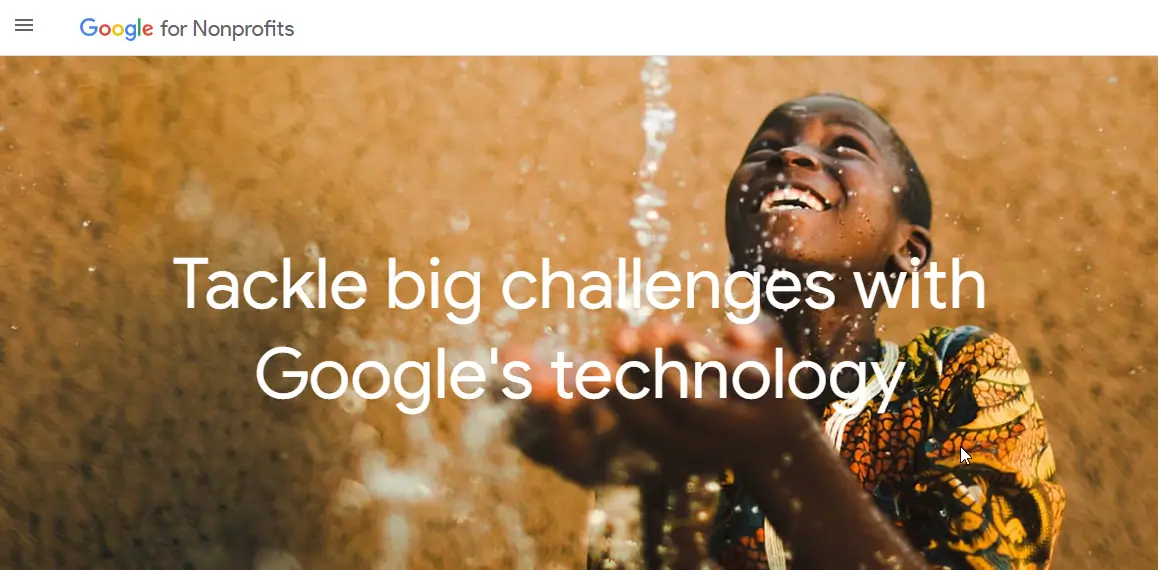 Google for Nonprofits homepage