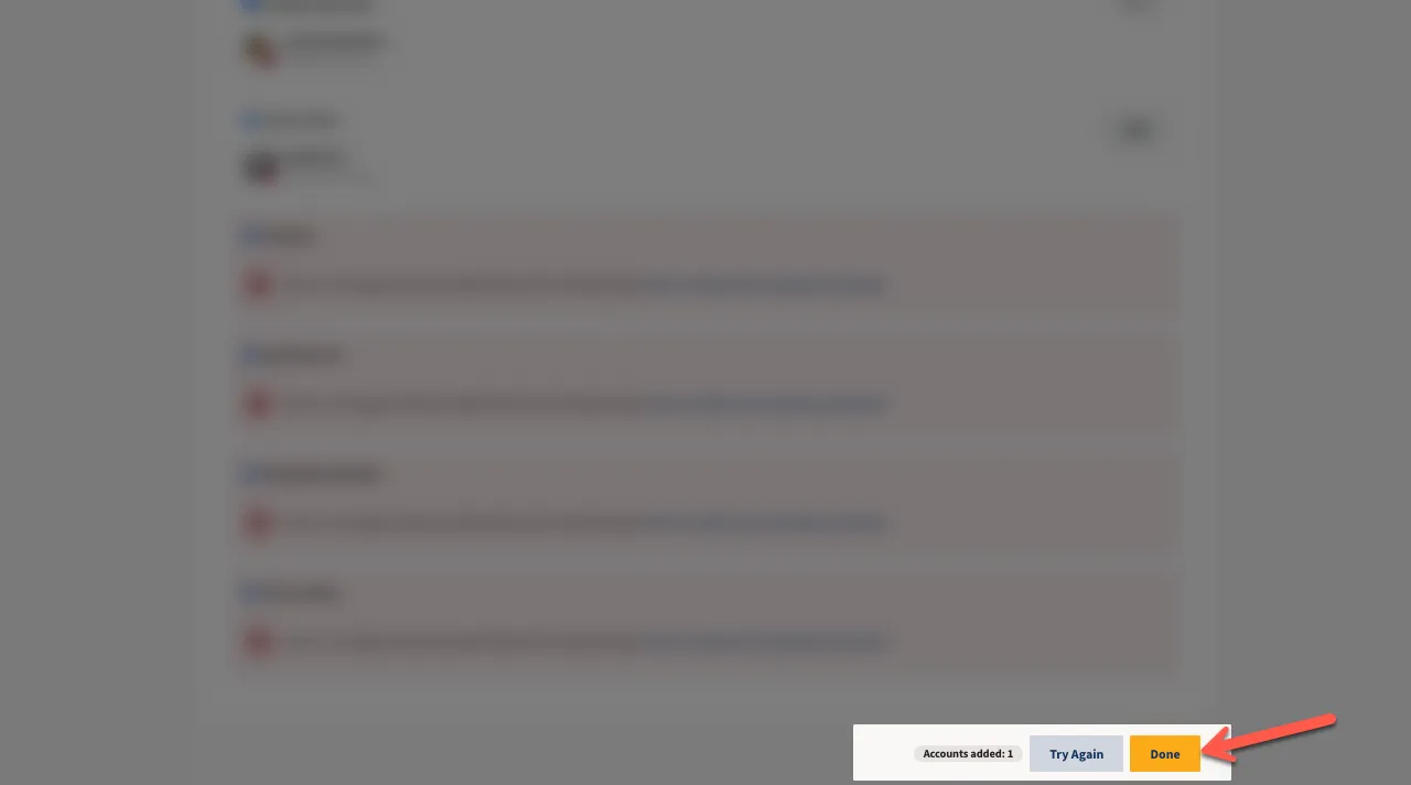 Done button in Hootsuite while creating the account.