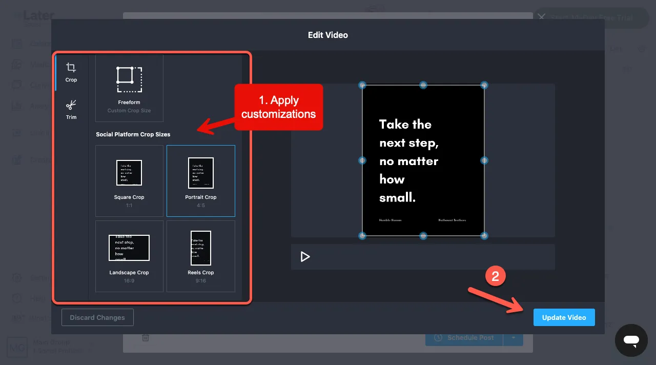 Later Social video editor for reel.