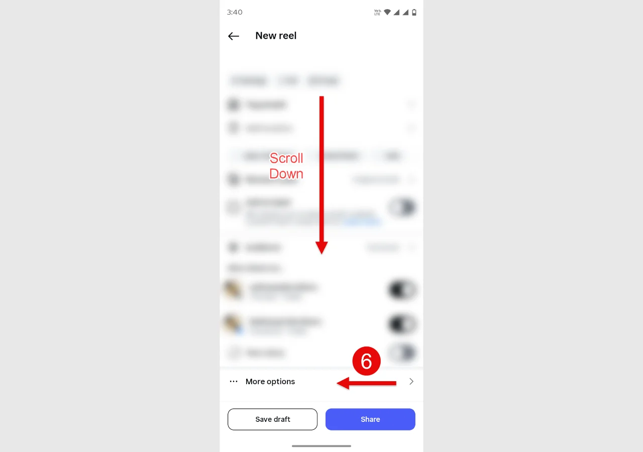 More options in the Instagram when posting something.