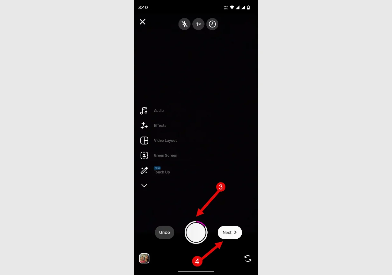 Creating a reel in Instagram.
