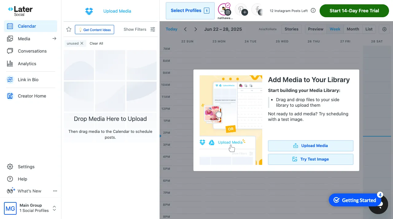 Later Social dashboard.