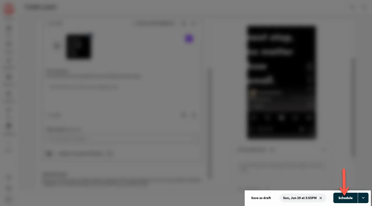 Schedule button in the Hootsuite for reel.