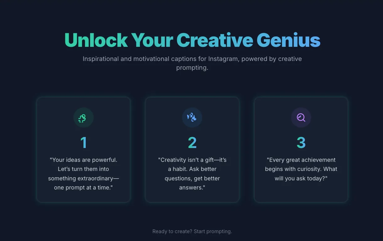 Examples of ChatGPT captions for Instagram that are inspirational and motivational.