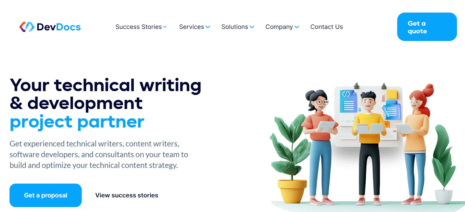 DevDocs Technical writing and development platform homepage.