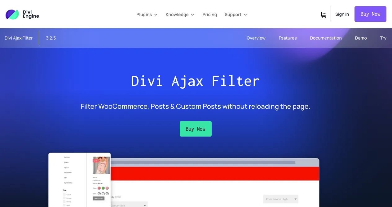 Divi Blog Ajax Filter plugin.