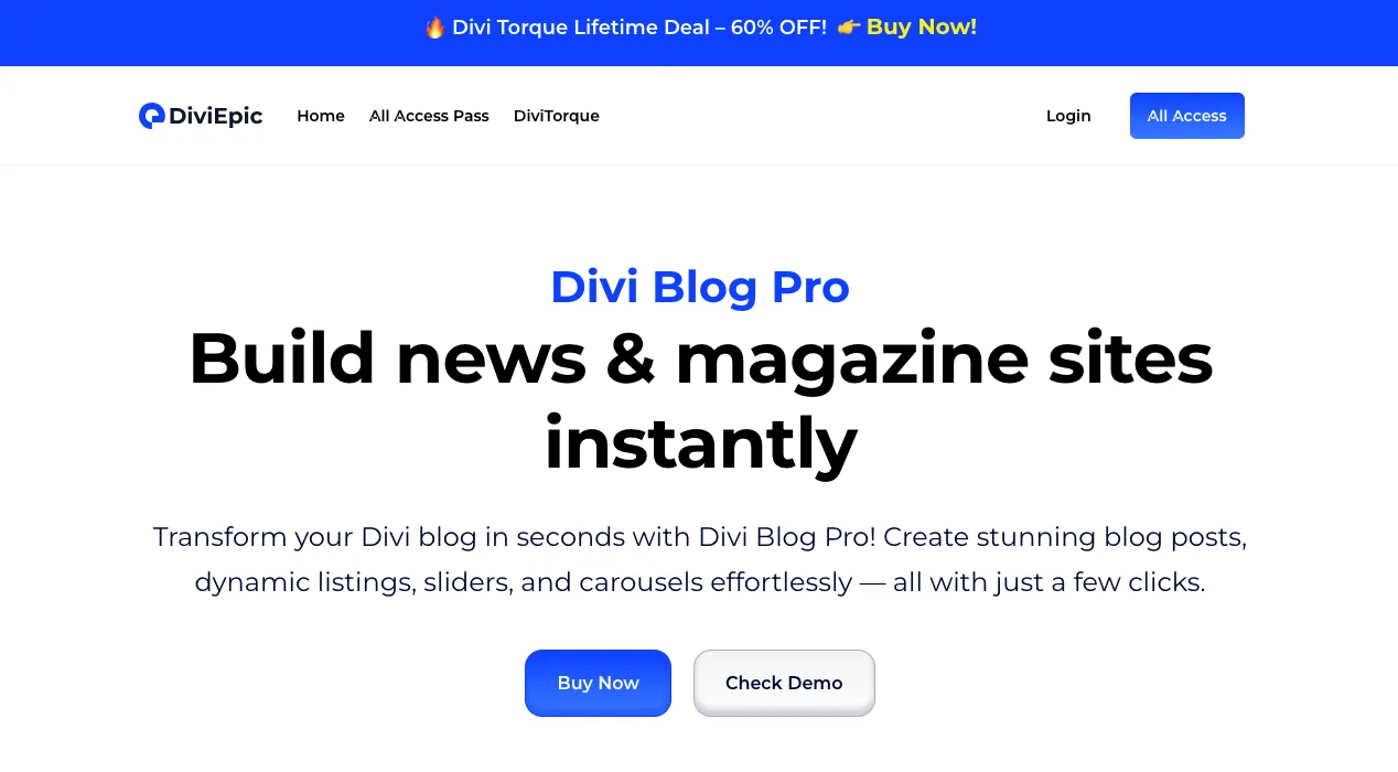 The Divi Blog Pro plugin to build news and magazine sites.