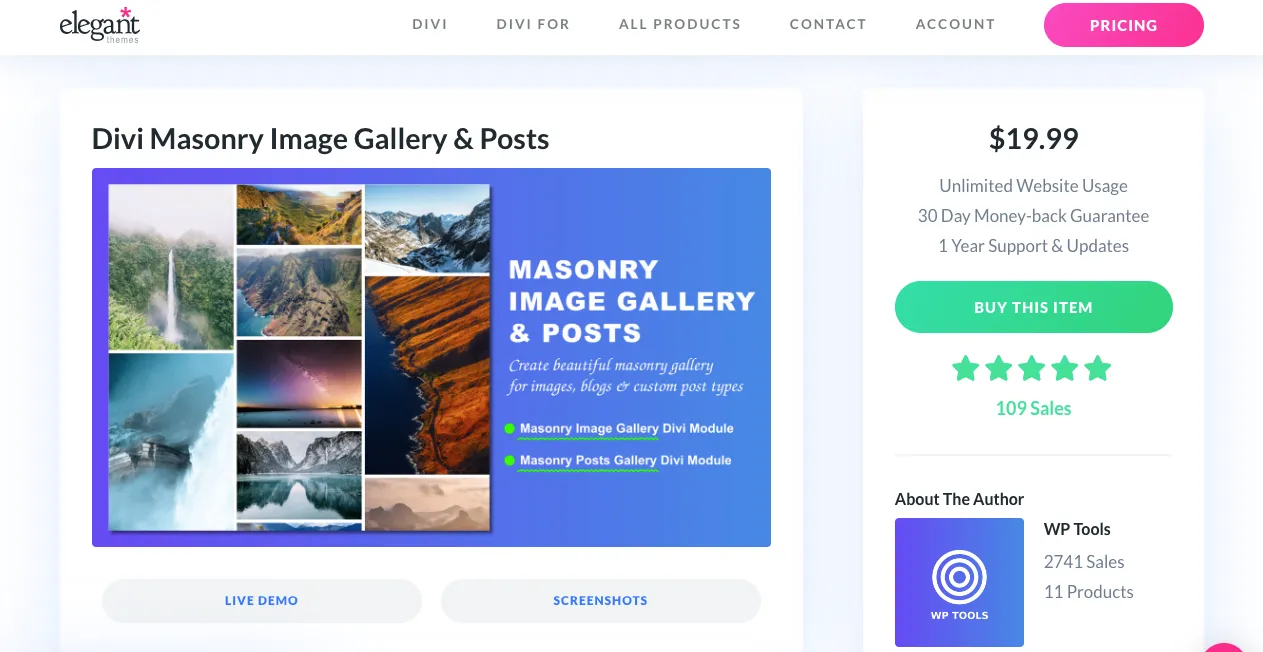 Divi Masonry Image Gallery and Posts plugin