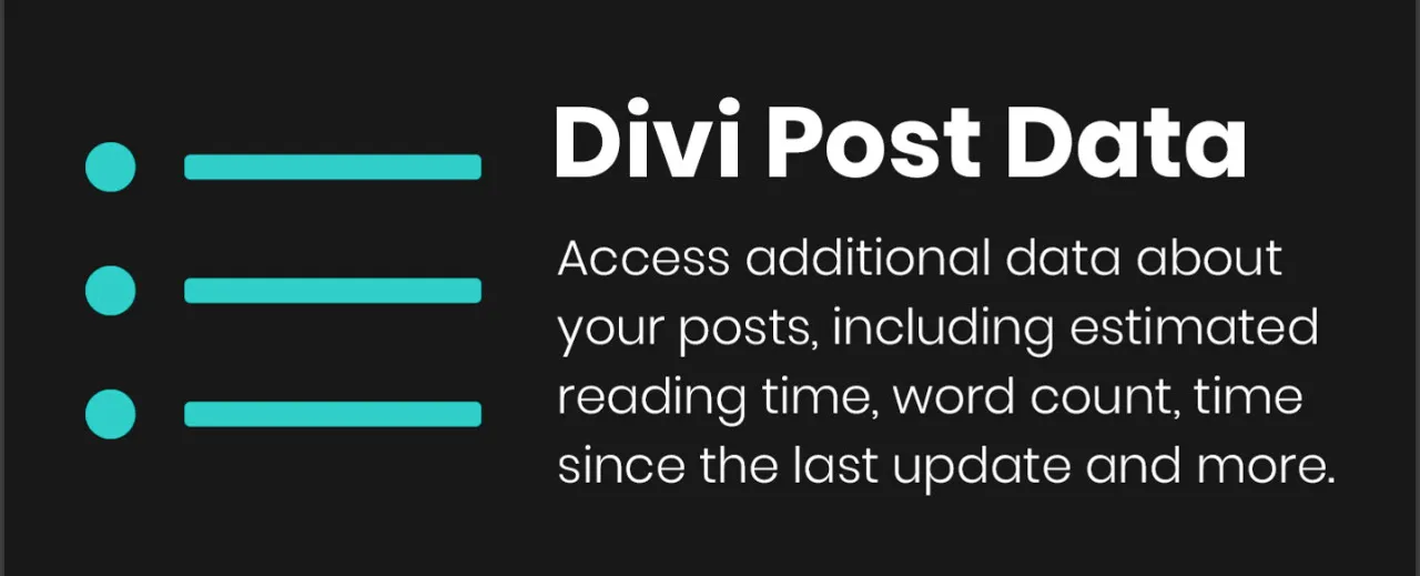 Plugin for Divi to display Post Data.