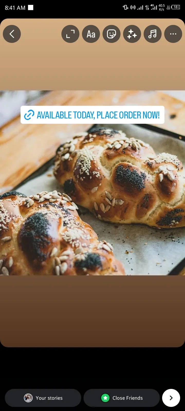 Link added to the Instagram Stories.