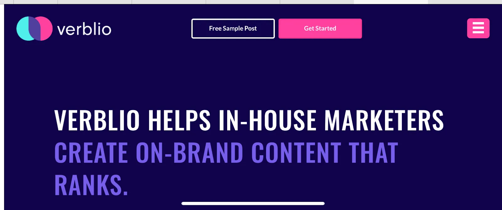 Verblio homepage