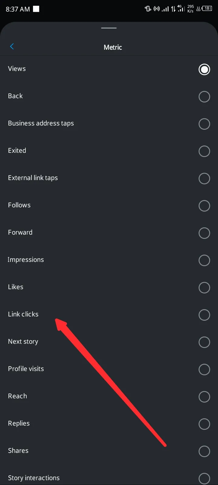 Metrics for Link Clicks in Instagram