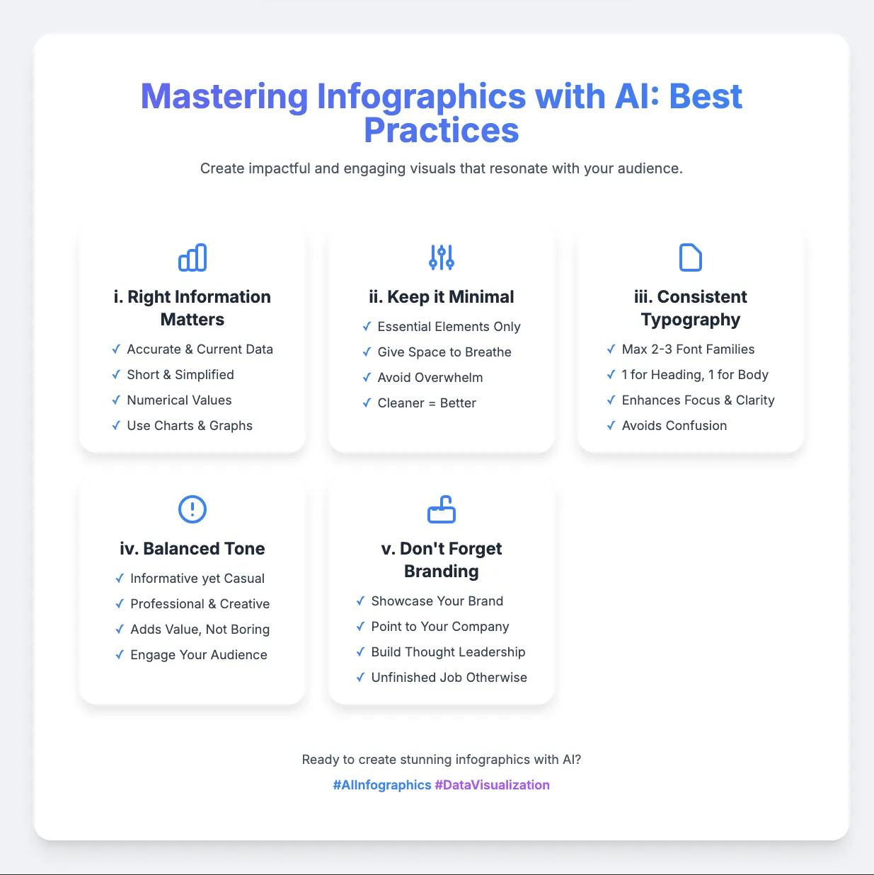 Best practices of creating infographics with AI.