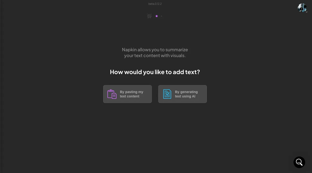 Napkin AI options to create infographics with AI.