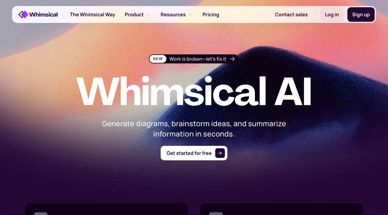 Whimsical AI homepage.