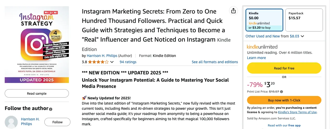 Instagram Marketing Secrets book by Harrison H. Philips.