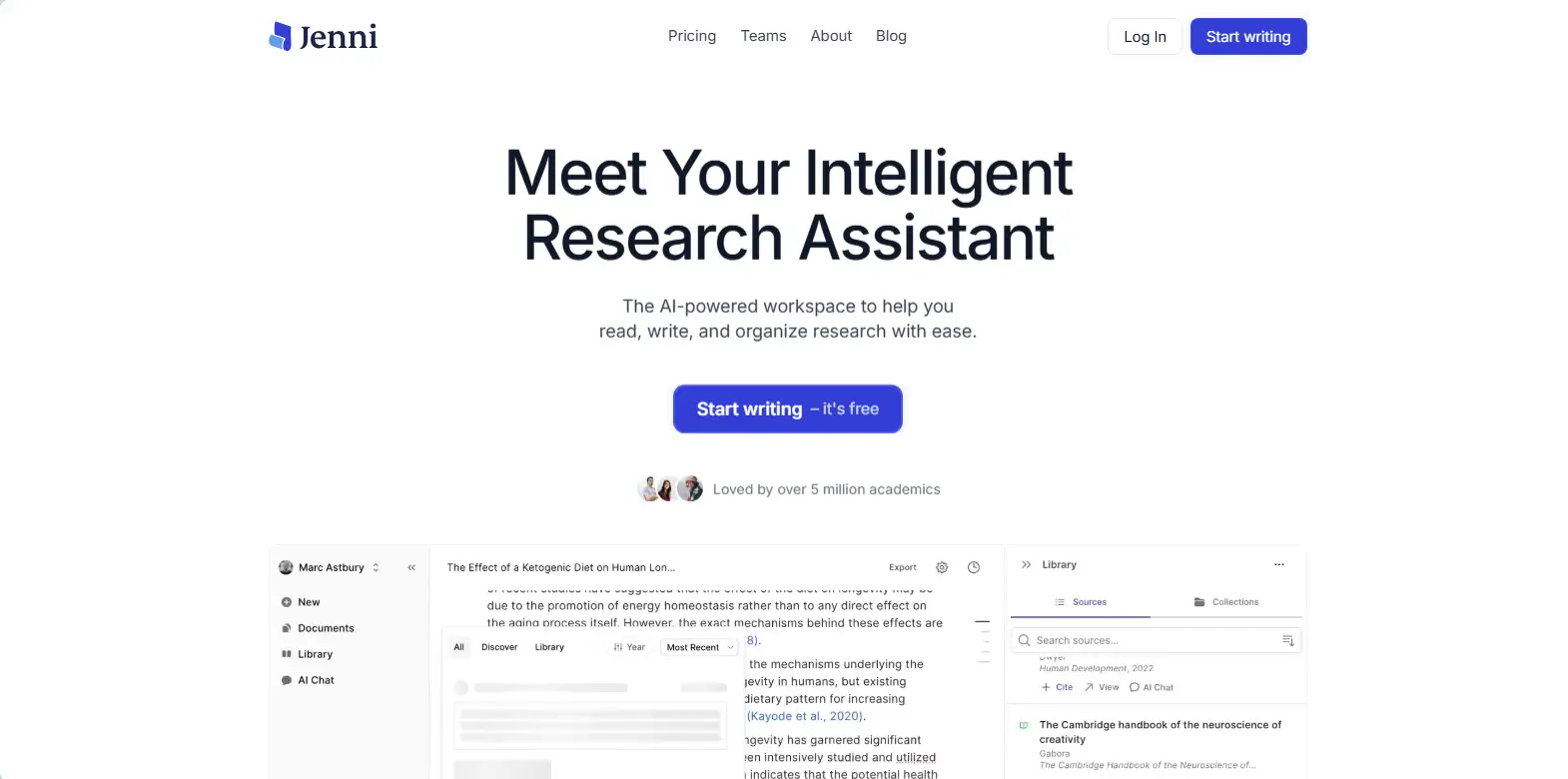 Jenni AI Research Tool.