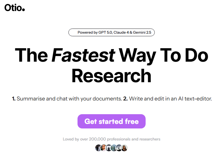 Otio-one of the fastest AI tools for research.