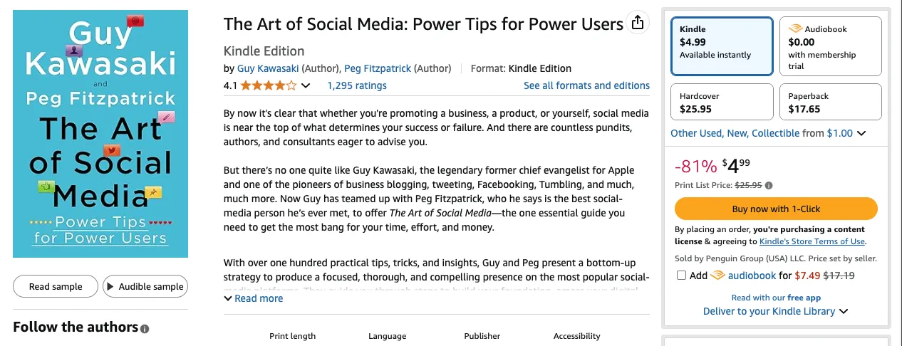 Guy Kawasaki and Peg Fitzpatrick book, The Art of Social Media.