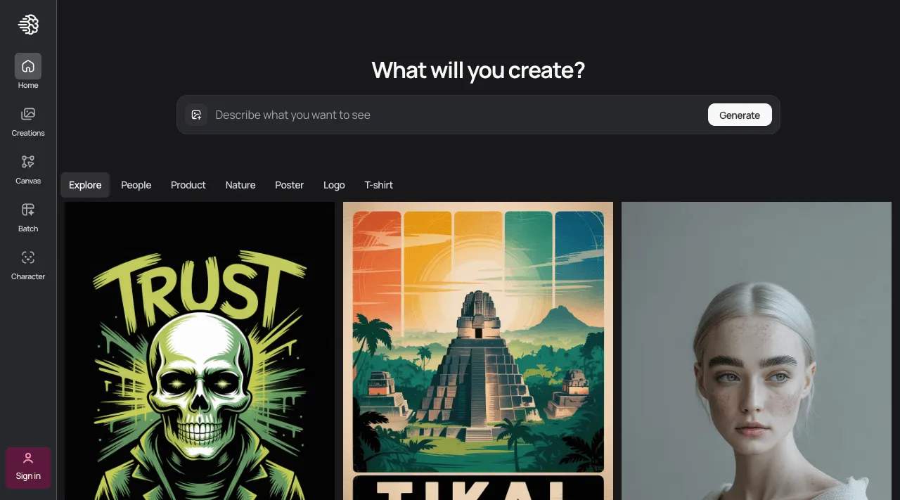 Accessing the Ideogram to create characters using AI.