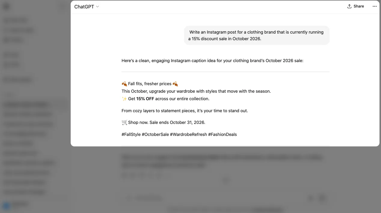 ChatGPT prompt for marketing template 5