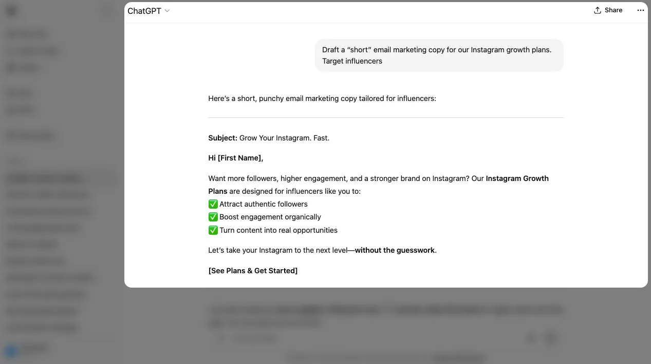ChatGPT prompt for marketing template 8