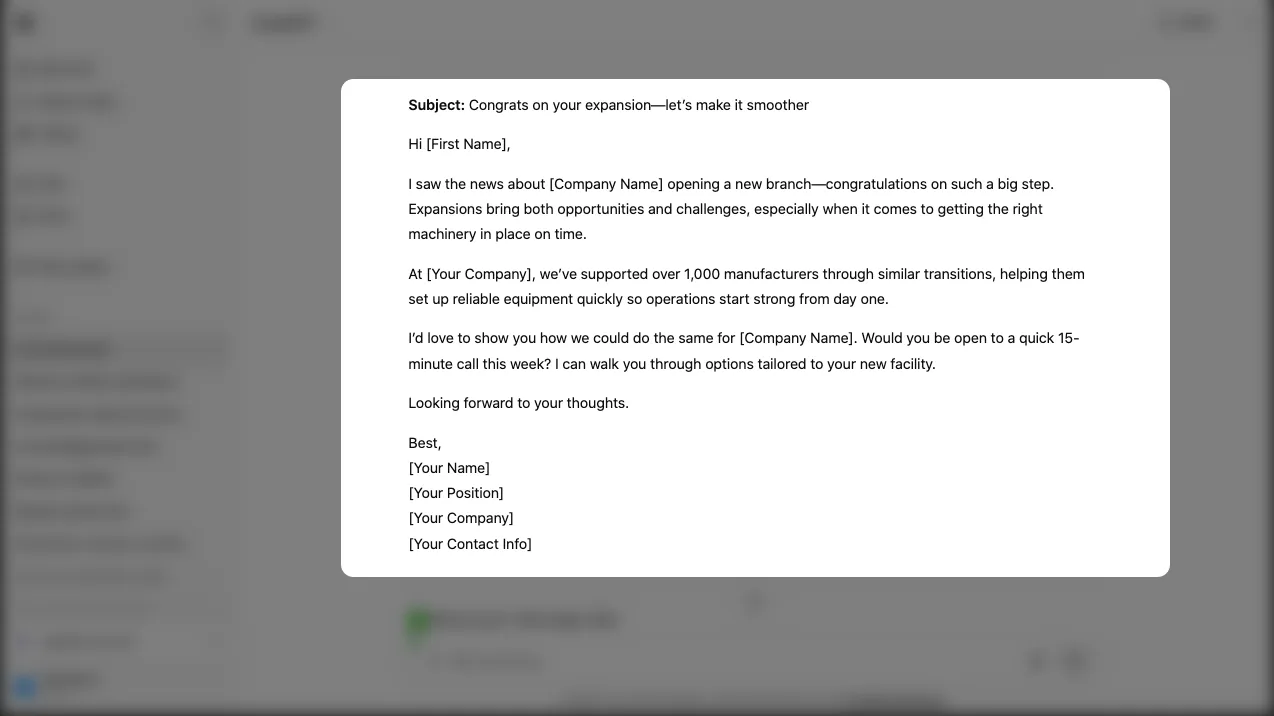 Cold Email Template GPT-5 Example 1