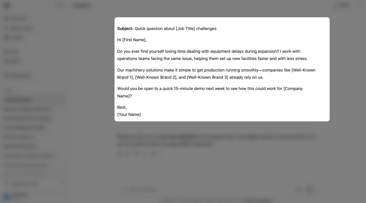 Cold Email Template GPT-5 Example 2