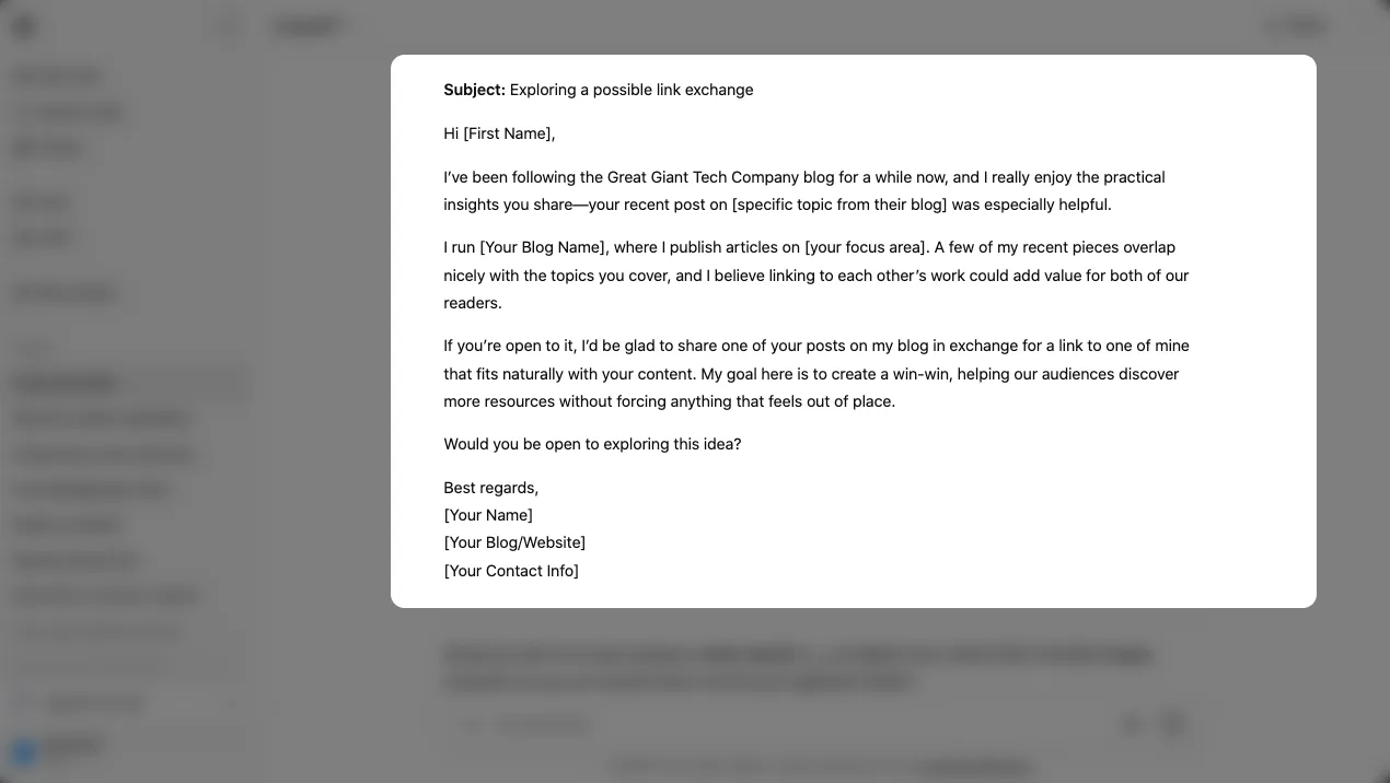 Cold Email Template GPT-5 Example 3
