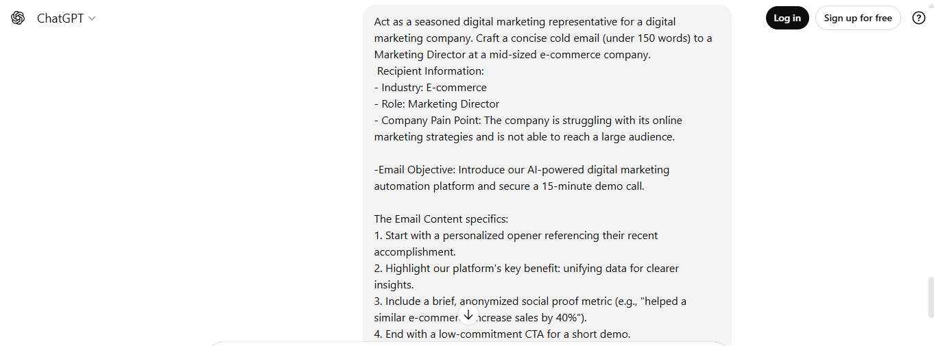 ChatGPT Prompting for Cold Email Templates
