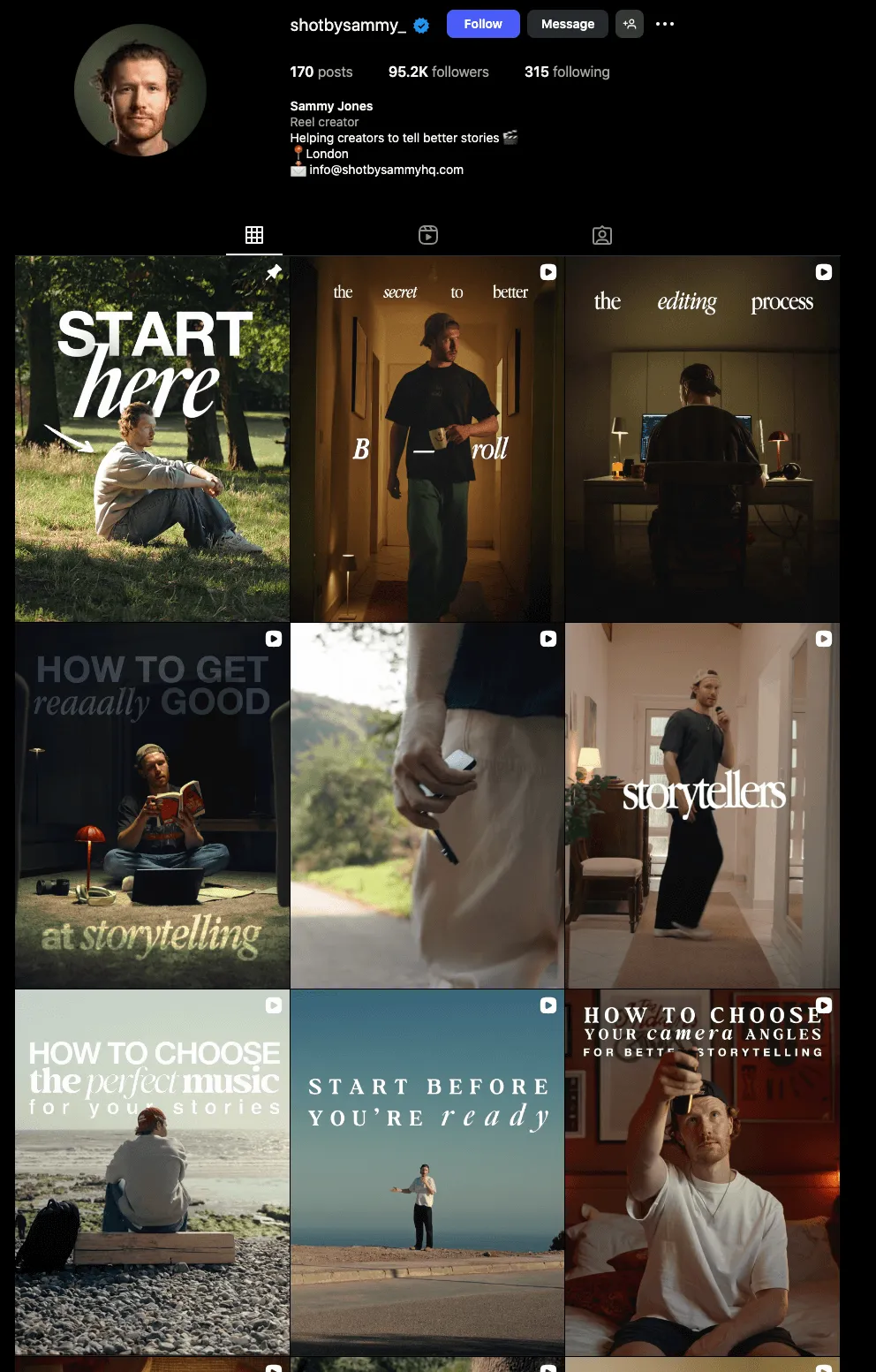 Examples of content posting on Instagram for followers growth.