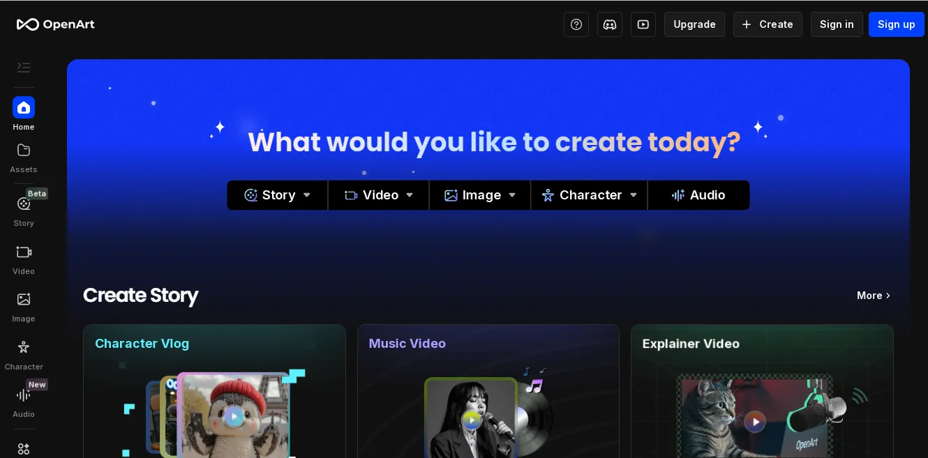 OpenArt AI tool to create characters.