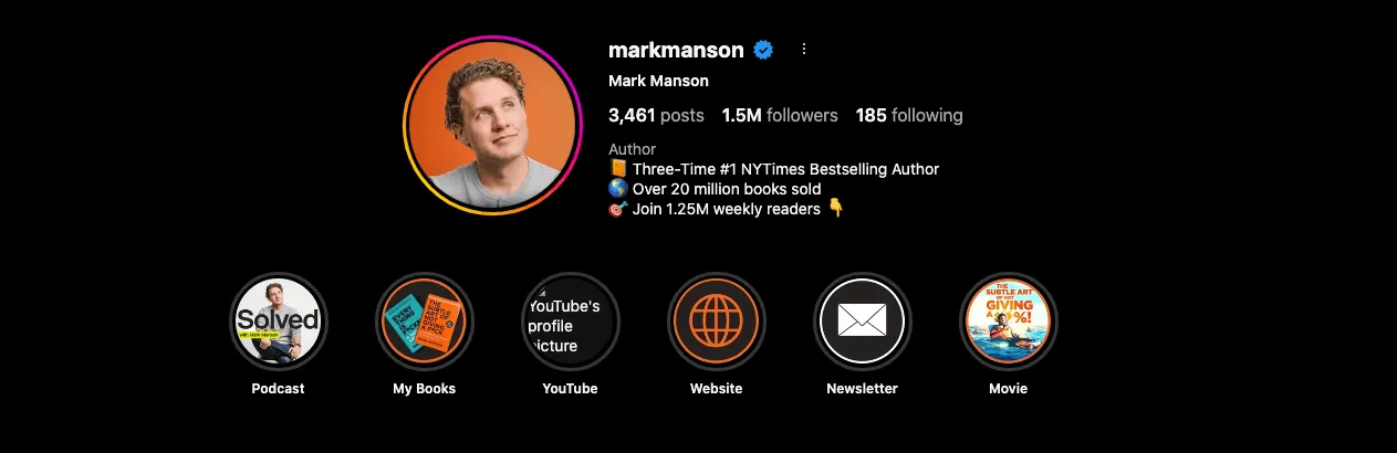 Example of an optimized Instagram profile.