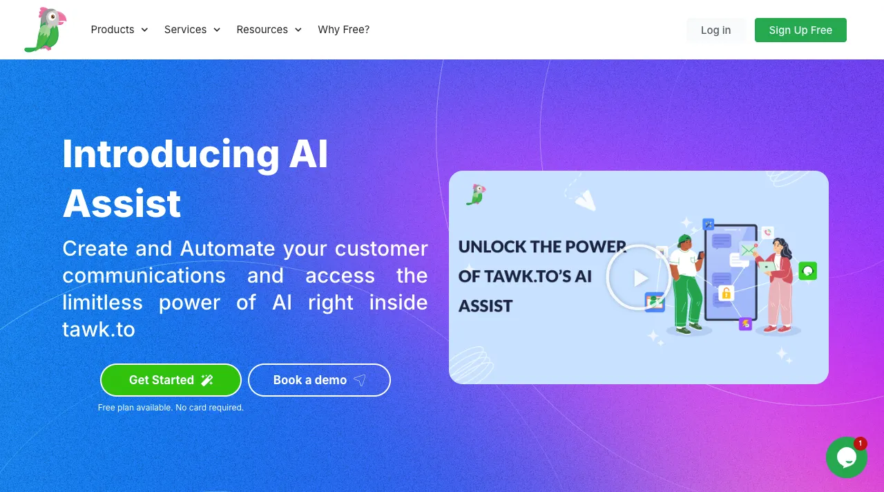 AI Knowledge Base and Customer Support tool by Tawk.to.