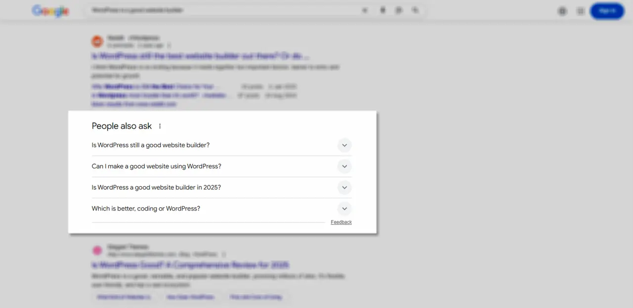 Example of People also ask box in Google.