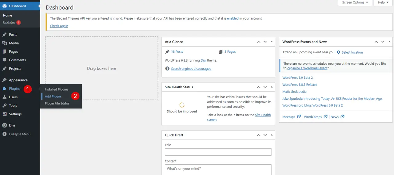 Instructions on installing a new WordPress plugin