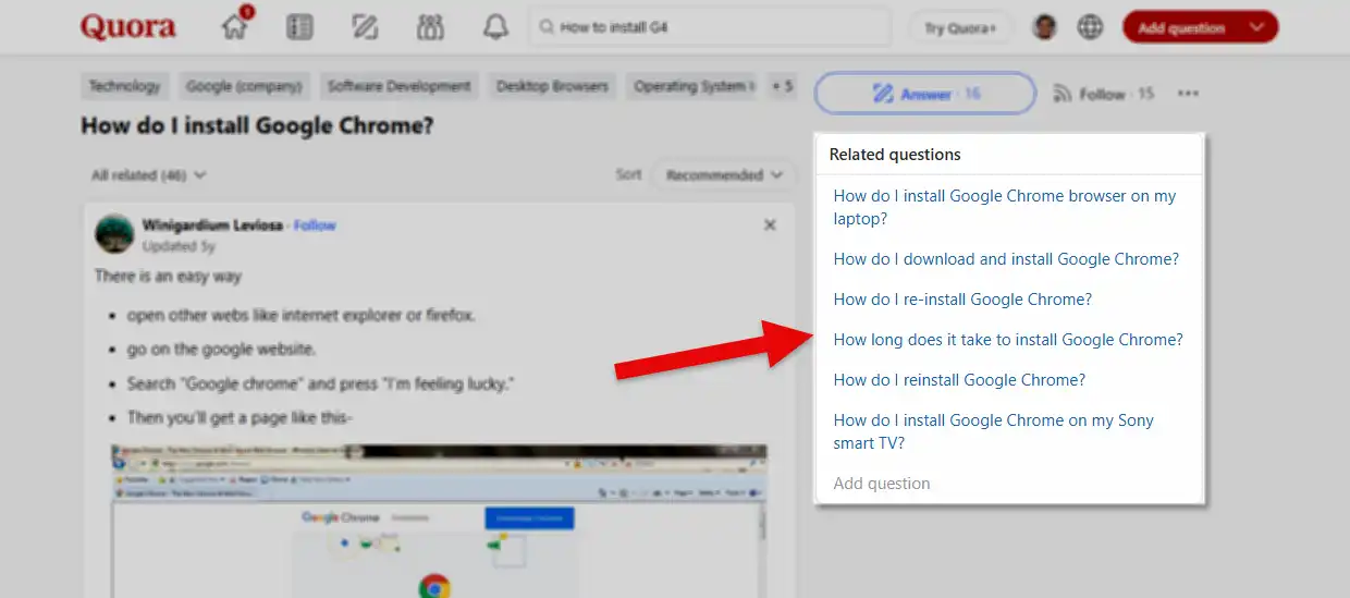 The related questions section in Quora.
