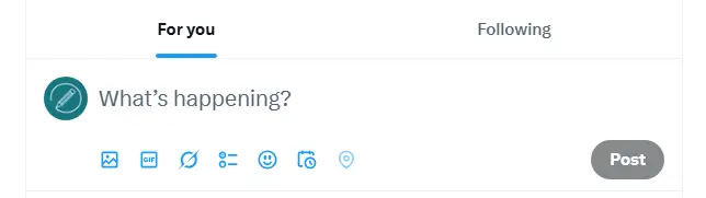 "What's happening?" the X post publishing field.