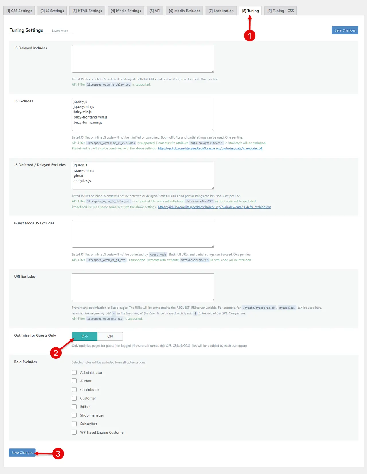 In the Tuning settings of LiteSpeed Cache plugin, turning off the Optimize for Guests Only option.