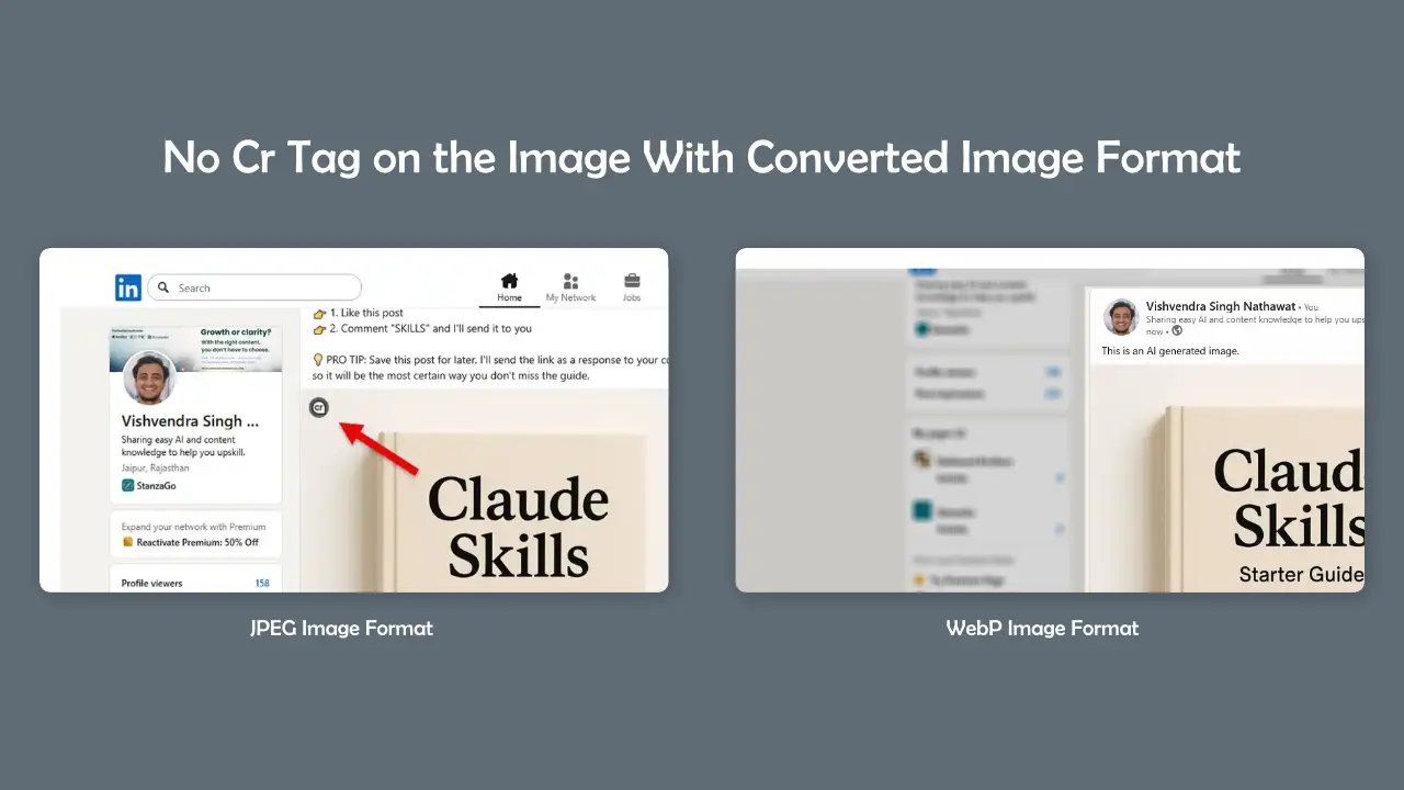 Hidden Cr tag on the image with converted image format.