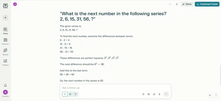 Perplexity AI's response for a technical query.