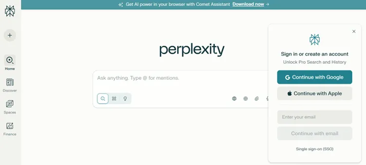 Homescreen of Perplexity.ai vs Andi Search.